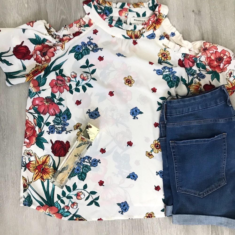floral blouse off the shoulder